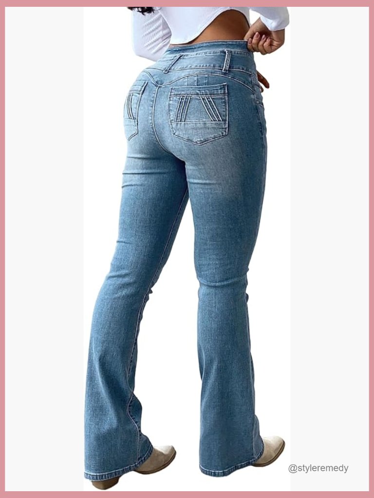 High Waist Bootcut Flare Jeans With Tummy Control